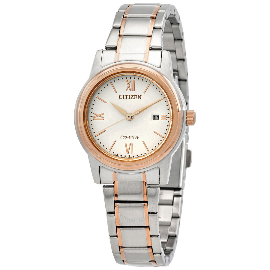 Citizen Eco-Drive White Dial Two-Tone Ladies Watch FE1226-82A - The Watches Men & Co