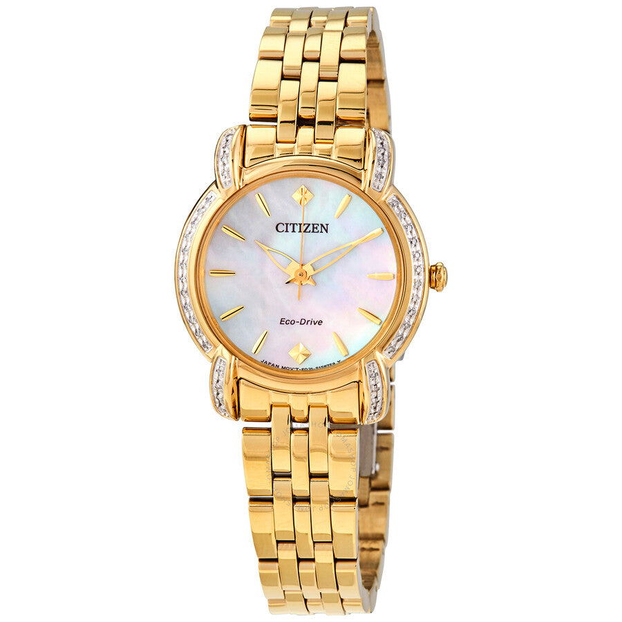Citizen Jolie Diamond White Mother of Pearl Dial Ladies Watch EM0692-54D - The Watches Men & Co
