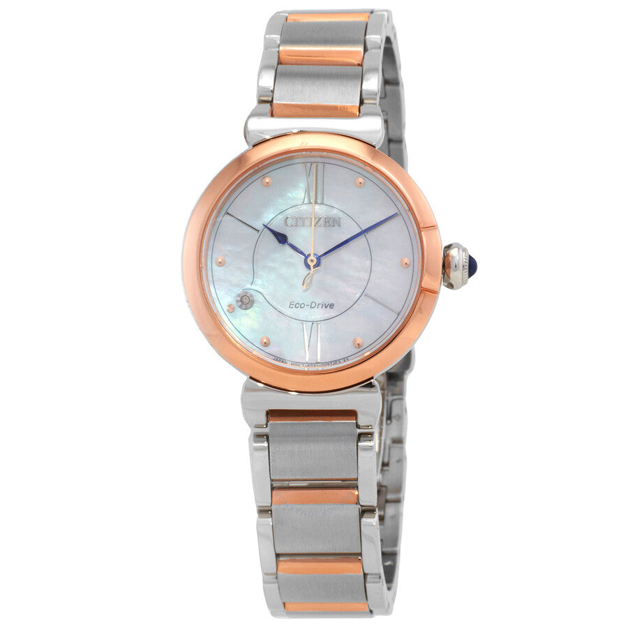 Citizen L Series Eco-Drive Mother of Pearl Dial Two-Tone Ladies Watch EM1074-82D - The Watches Men & Co
