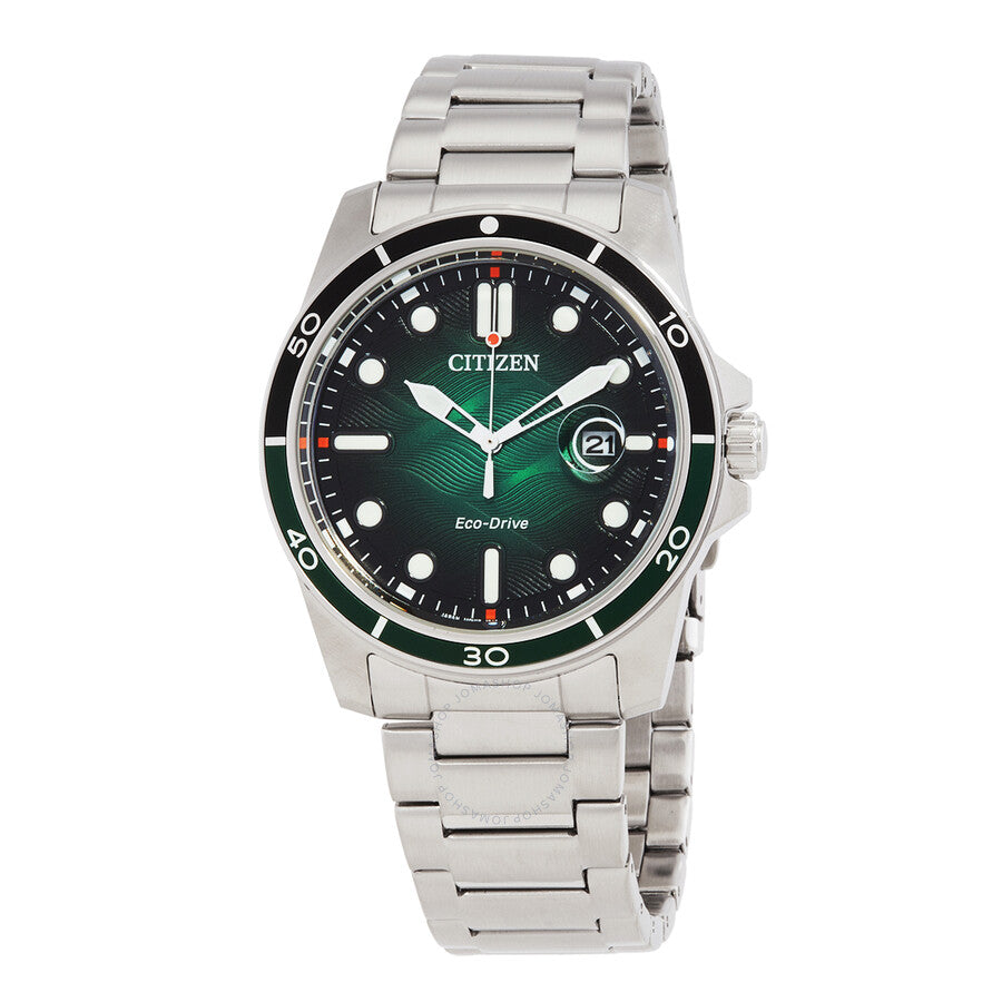 Citizen Marine 1810 Eco-Drive Green Dial Men's Watch AW1811-82X - The Watches Men & Co