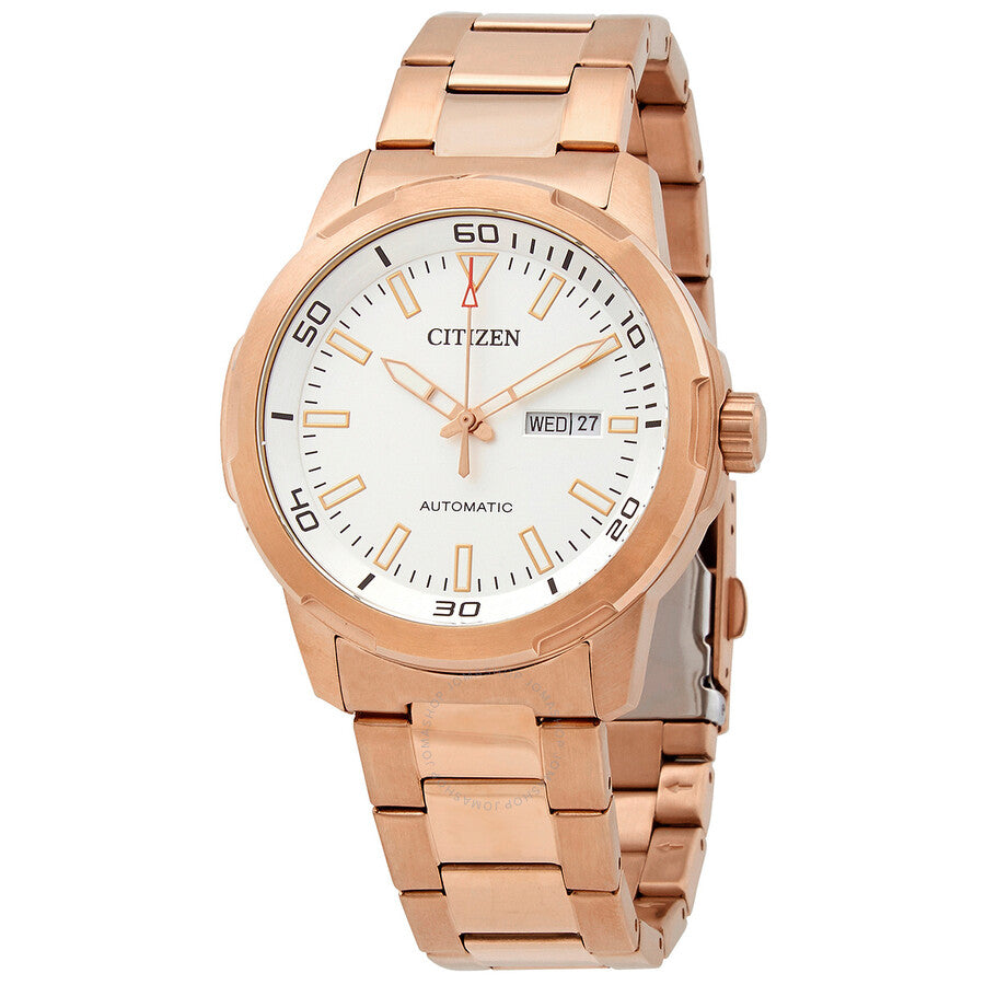 Citizen Mechanical Automatic White Dial Rose Gold-tone Men's Watch NH8373-88A - The Watches Men & Co