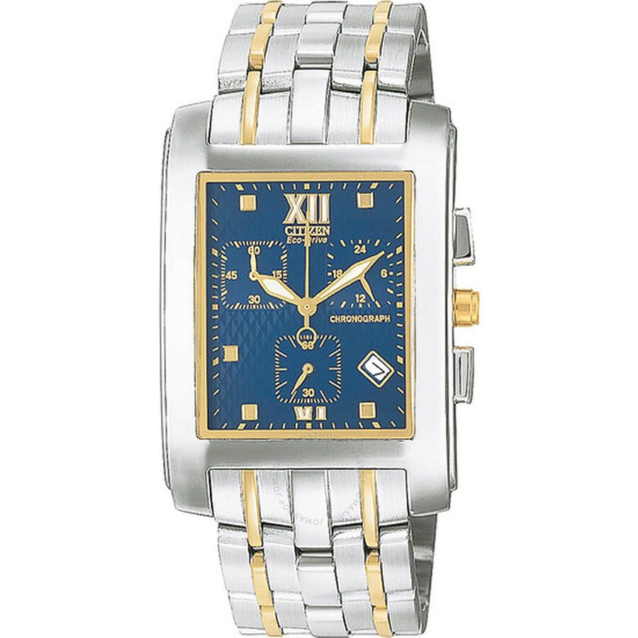 Citizen Men's Two-Tone Palidoro Chronograph Blue Watch AT0014-51L - The Watches Men & Co