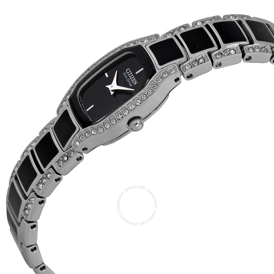Citizen Normandie Eco-Drive Black Dial Crystal Ladies Watch EW9780-57E