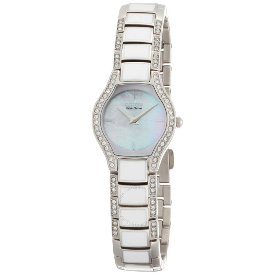 Citizen Normandie Mother of Pearl Stainless Steel and Resin Ladies Watch EW9870- - The Watches Men & Co