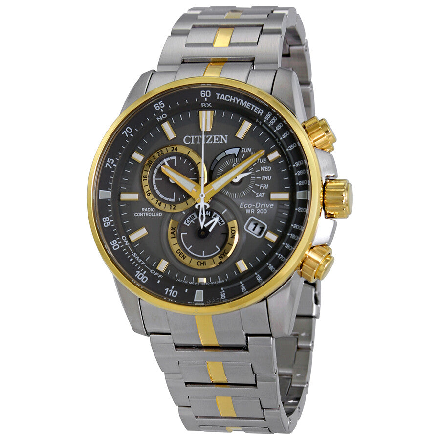 Reloj Citizen PCAT Perpetual Alarm Cronógrafo Cuarzo Esfera Gris Hombre AT4124-51H