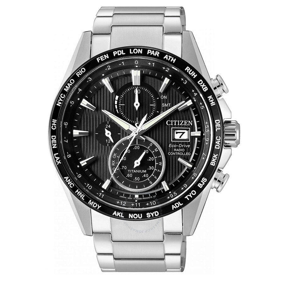 Citizen Perpetual Alarm World Time Chronograph Black Dial Men's Watch AT8154-82E - The Watches Men & Co