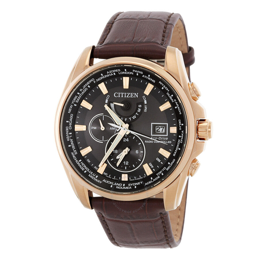 Citizen Perpetual Alarm World Time Eco-Drive GMT Black Dial Men's Watch AT9123-13E - The Watches Men & Co