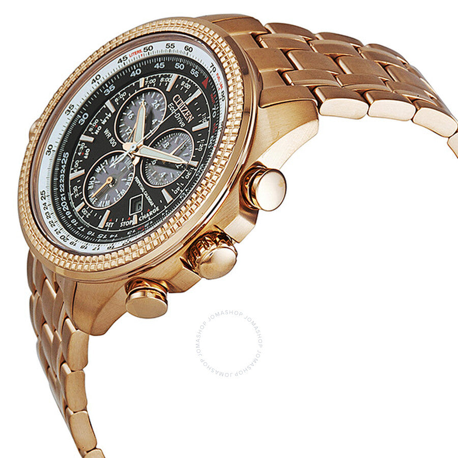 Citizen Calendario perpetuo Cronógrafo Reloj para hombre en tono dorado rosa con esfera negra BL5403-54E