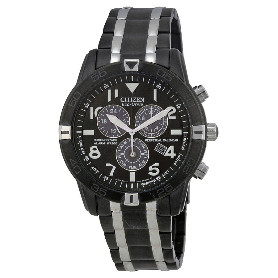 Citizen Perpetual Calendar Eco-Drive Chronograph Black IP Stainless Steel Men's Watch BL5478-55E