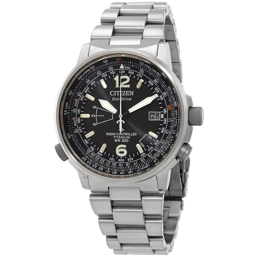Citizen Perpetual World Time GMT Eco-Drive Black Dial Men's Watch CB0230-81E - The Watches Men & Co