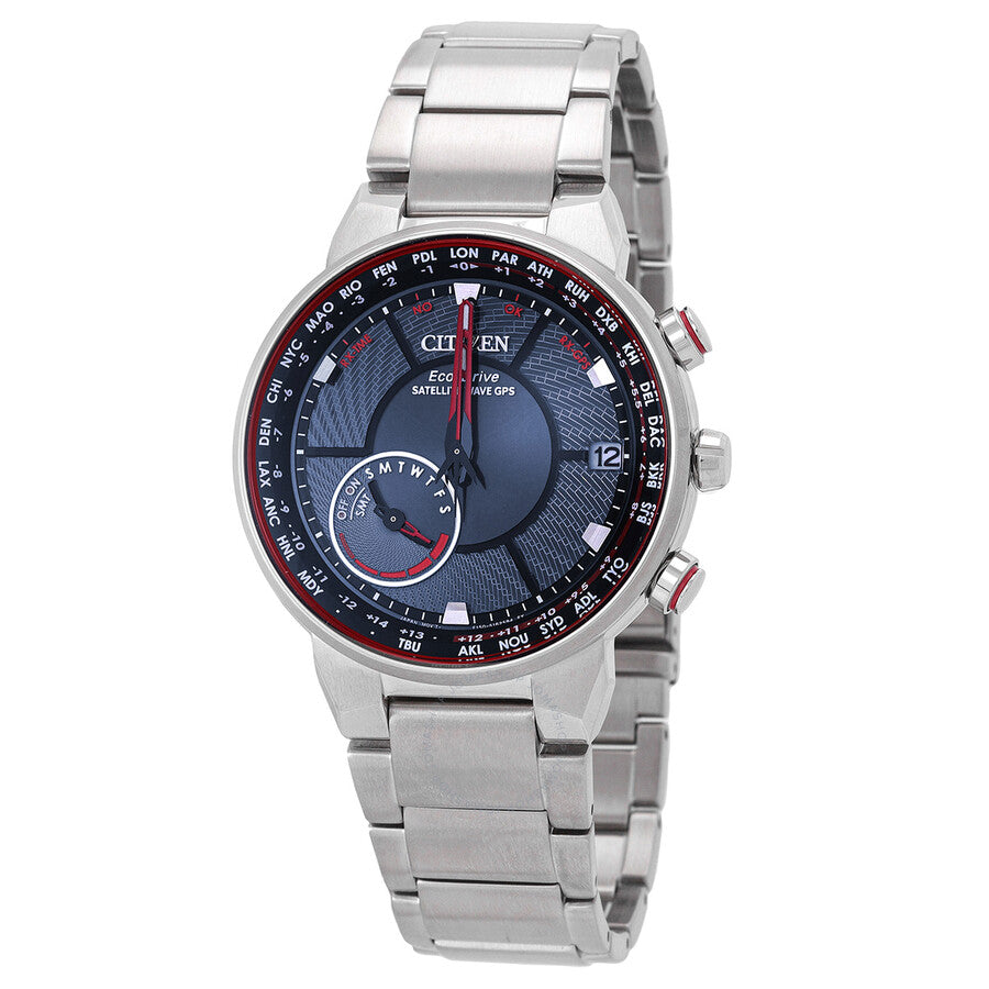 Citizen Perpetual World Time Satellite Wave Eco-Drive Black Dial Men's Watch CC3031-51E - The Watches Men & Co