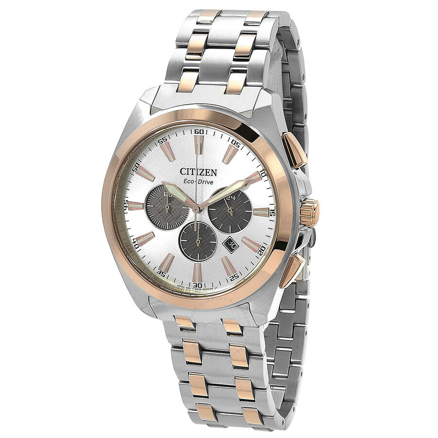 Citizen Peyten Chronograph Eco-Drive Silver Dial Two-Tone Men's Watch CA4516-59A - The Watches Men & Co