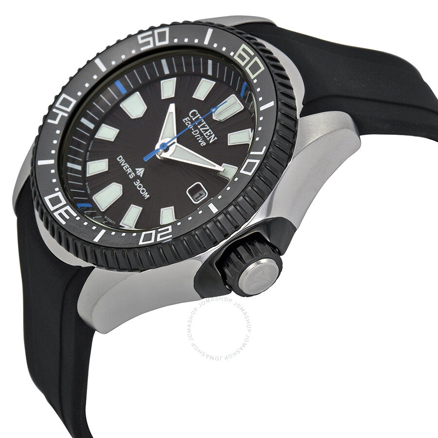 Citizen Promaster Diver 300 Meters Eco-Drive Black Dial Black Rubber Men's Watch BN0085-01E