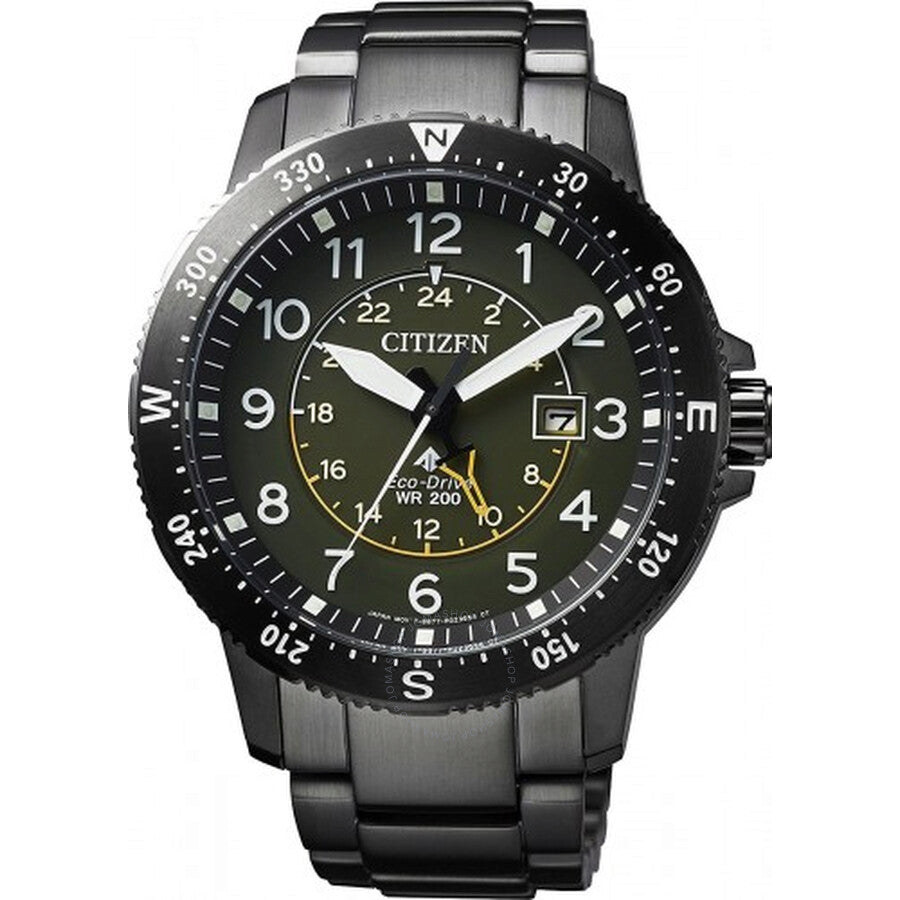 Citizen Promaster Dual Time GMT Green Dial Eco-Drive Men's Watch BJ7095-56X - The Watches Men & Co