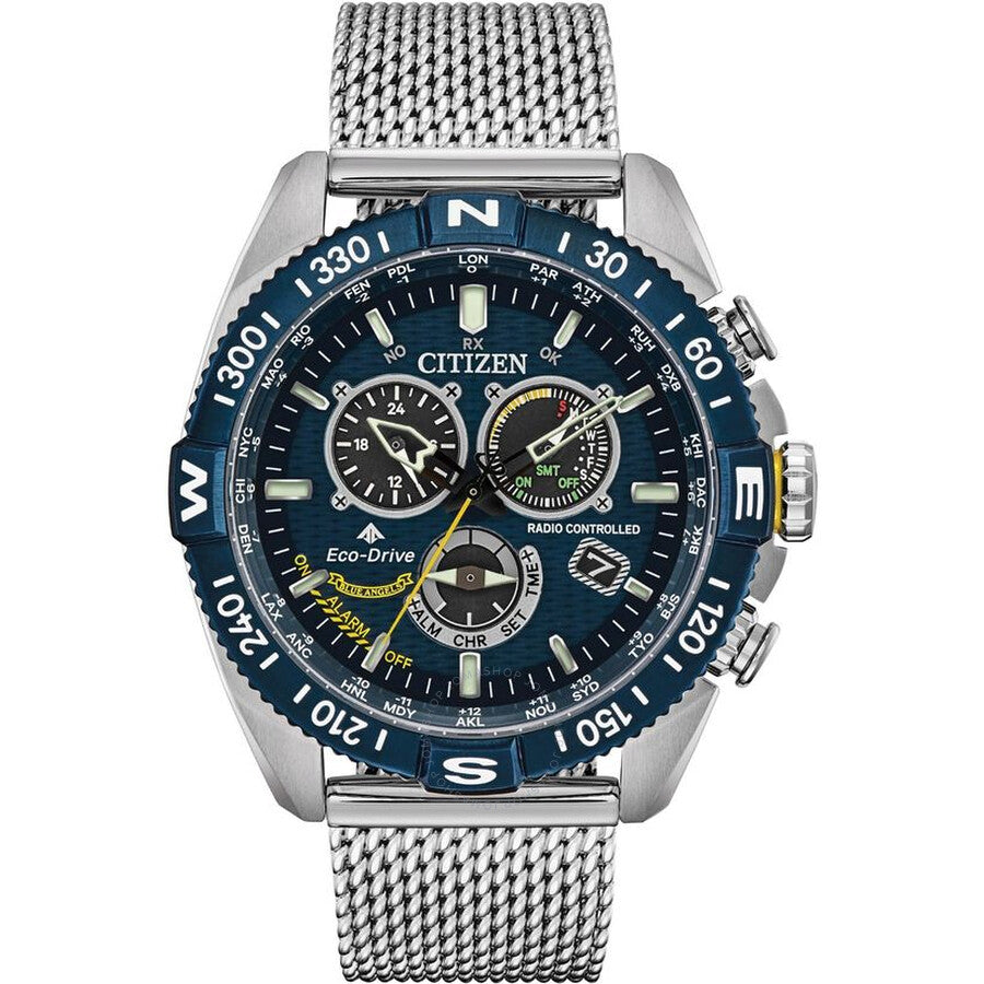 Citizen Promaster Navihawk Perpetual Alarm World Time Chronograph Blue Dial Men's Watch CB5848-57L - The Watches Men & Co