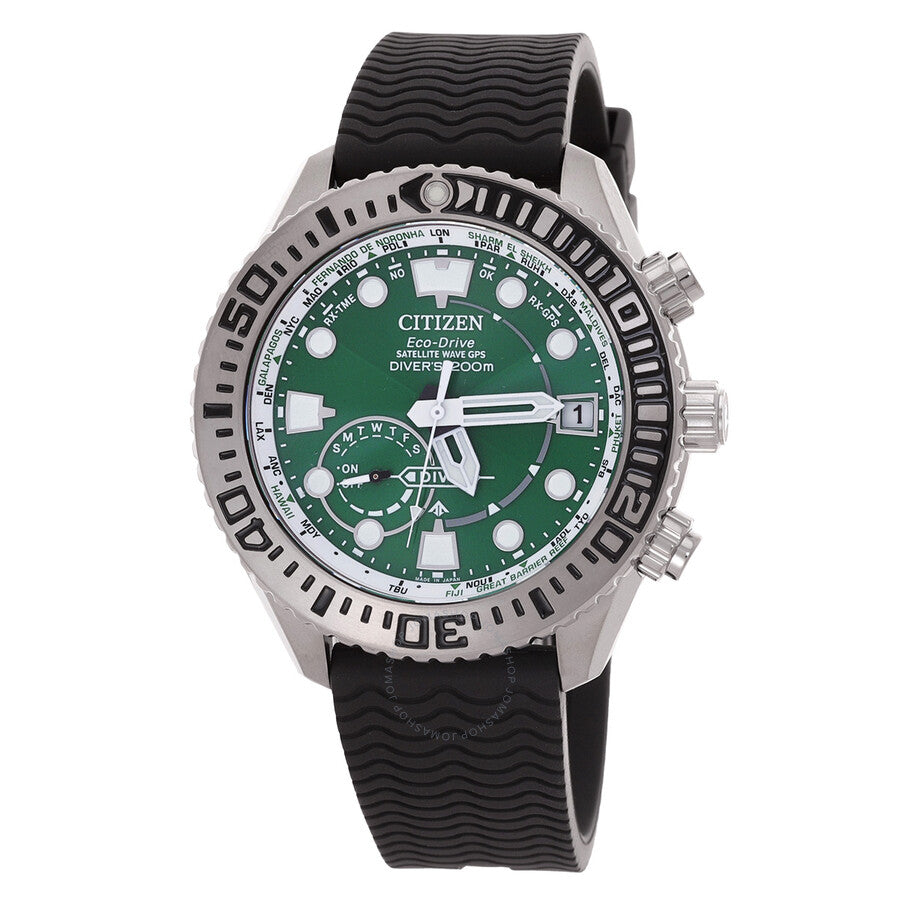 Citizen Promaster Satellite Wave GPS Diver Eco-Drive Green Dial Men's Watch CC5001-00W - The Watches Men & Co