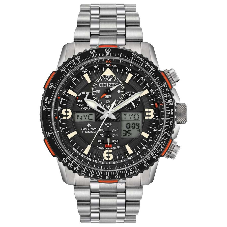 Citizen Promaster Skyhawk A-T Perpetual Alarm World Time Chronograph Analog-Digital Black Dial Men's Watch JY8108-53E - The Watches Men & Co