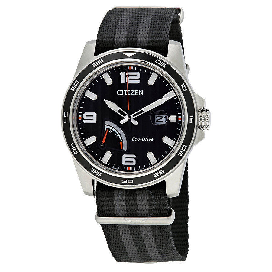 Citizen PRT Black Dial Striped Nylon Men's Watch AW7030-06E