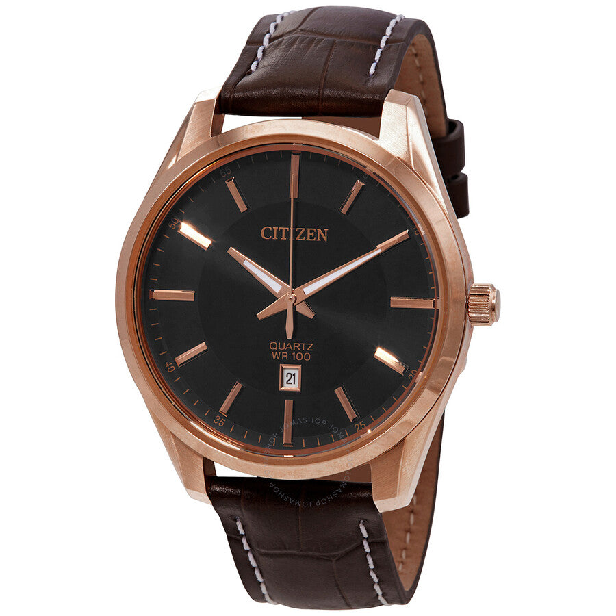 Citizen Quartz Black Dial Brown Leather Ladies Watch BI1033-04E - The Watches Men & Co