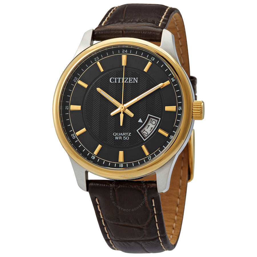 Citizen Quartz Black Dial Brown Leather Men's Watch BI1054-12E - The Watches Men & Co
