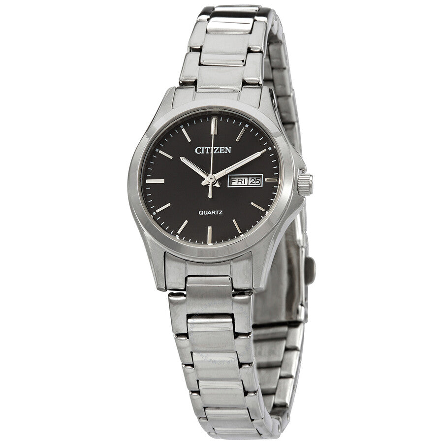 Citizen Quartz Black Dial Ladies Silver-tone Watch EQ0591-81E - The Watches Men & Co