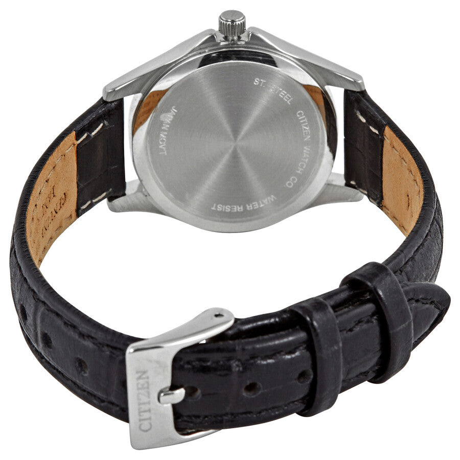 Citizen Quartz Black Dial Black Leather Ladies Watch EQ0591-13E