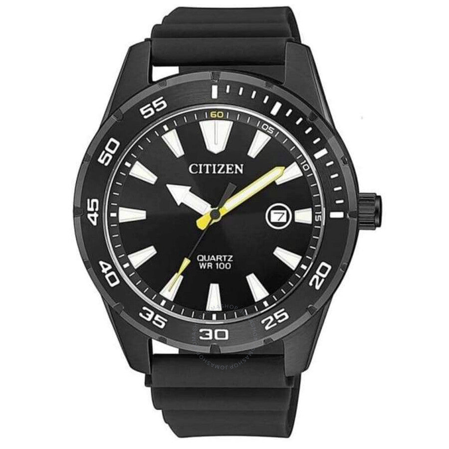 Citizen Quartz Black Dial Black Rubber Men's Watch BI1045-13E - The Watches Men & Co