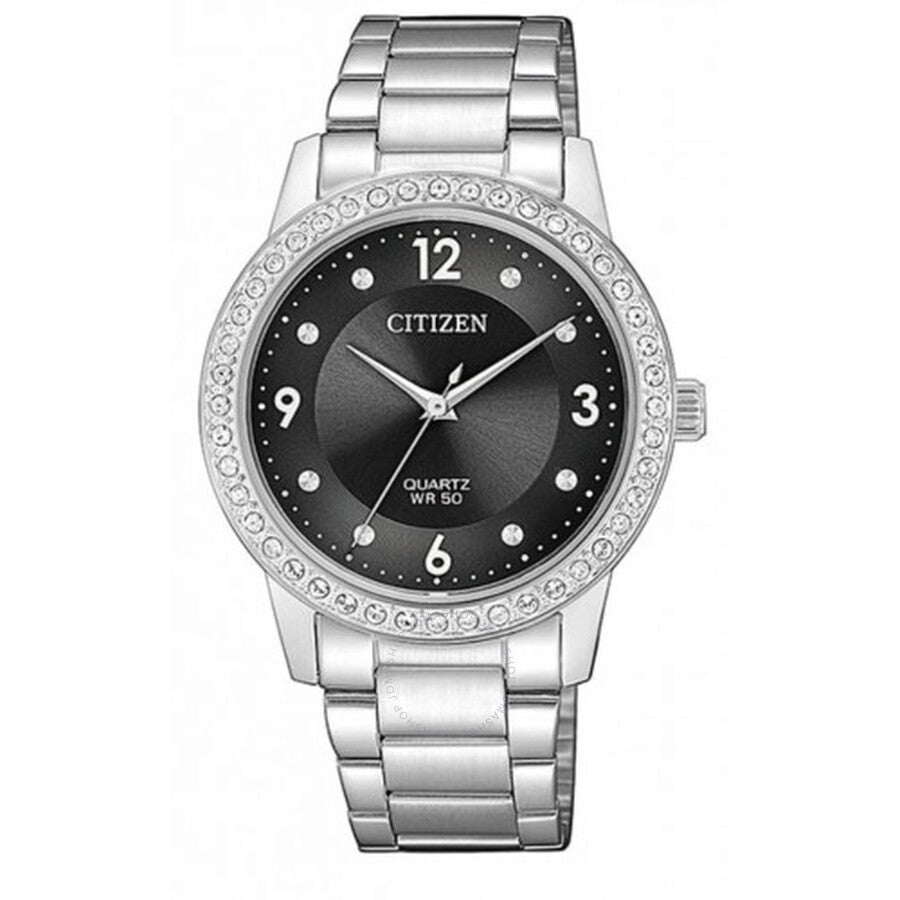 Citizen Quartz Crystal Black Dial Ladies Watch EL3090-81H - The Watches Men & Co