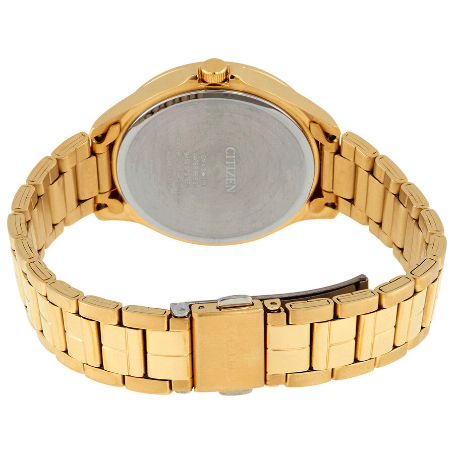 Reloj Citizen para mujer con cristal de cuarzo, esfera negra, tono oro amarillo EV0052-50E