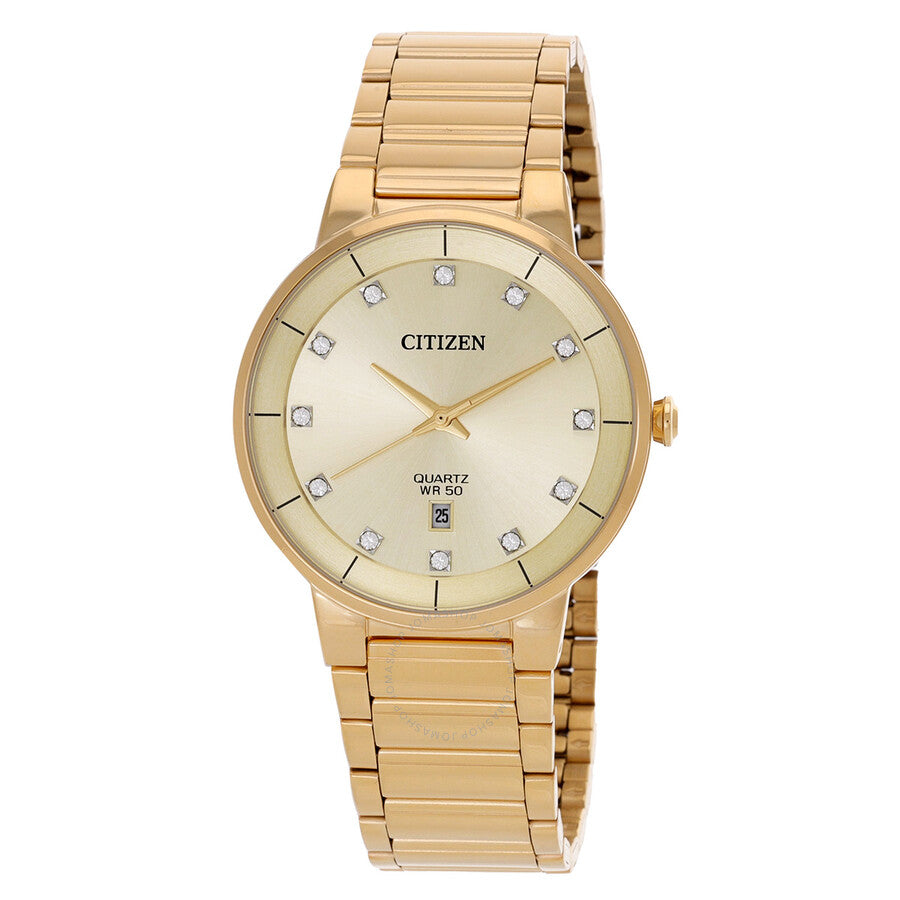 Citizen Quartz Crystal Champagne Dial Men's Watch BI5012-53Q - The Watches Men & Co