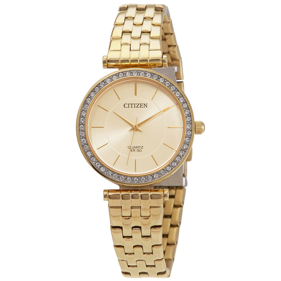 Citizen Quartz Crystal Gold Dial Gold-tone Ladies Watch ER0212-50P - The Watches Men & Co