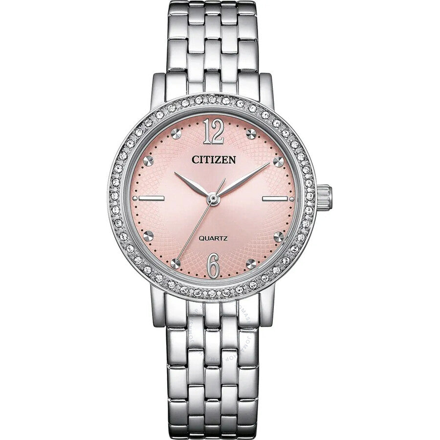 Citizen Quartz Crystal Pink Dial Ladies Watch EL3100-55W - The Watches Men & Co