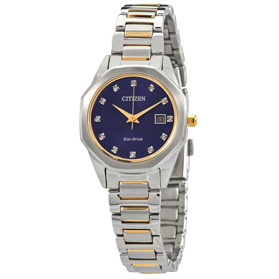 Citizen Quartz Diamond Blue Dial Two-tone Ladies Watch EW2584-53L - The Watches Men & Co