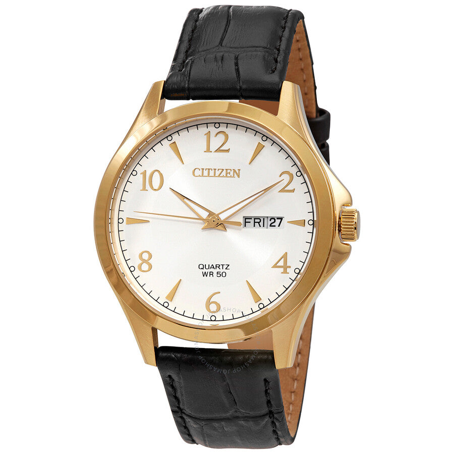 Citizen Quartz Silver Dial Black Leather Men's Watch BF2003-25A - The Watches Men & Co