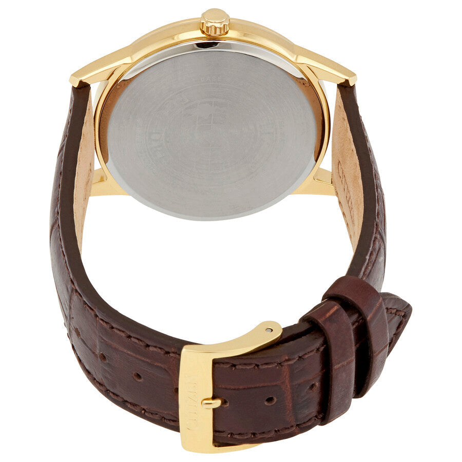Citizen Quartz Silver Dial Brown Leather Men's Watch AW1233-01A