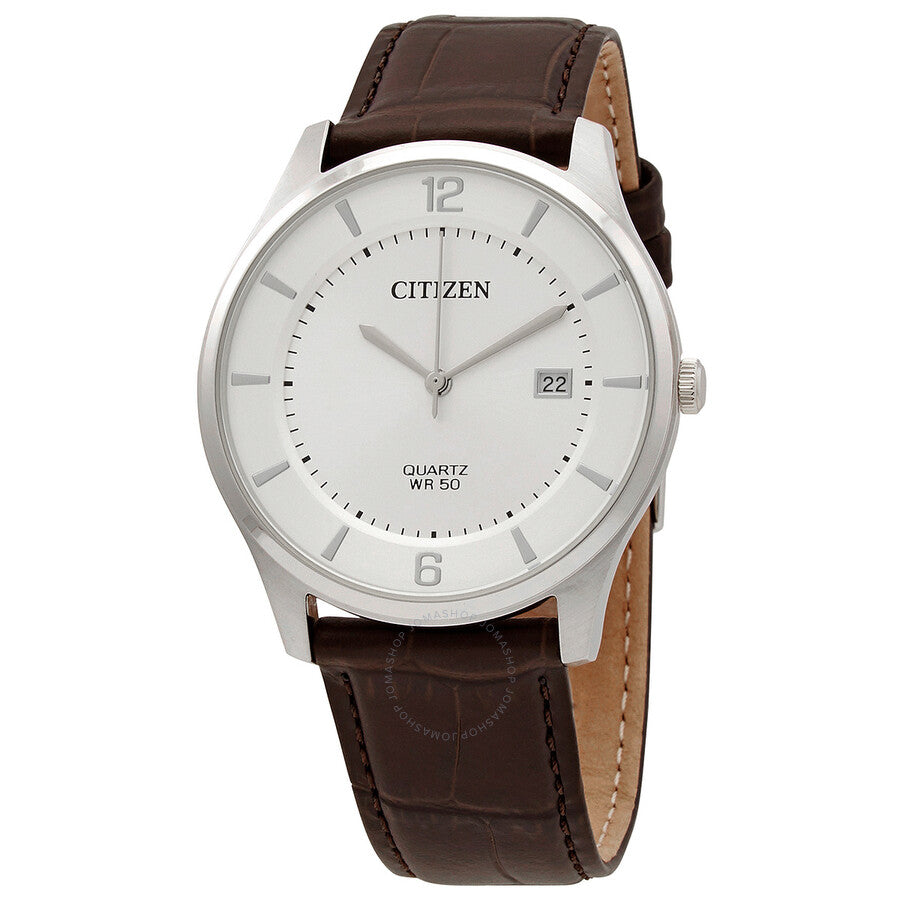 Citizen Quartz Silver Dial Brown Leather Men's Watch BD0041-11A - The Watches Men & Co