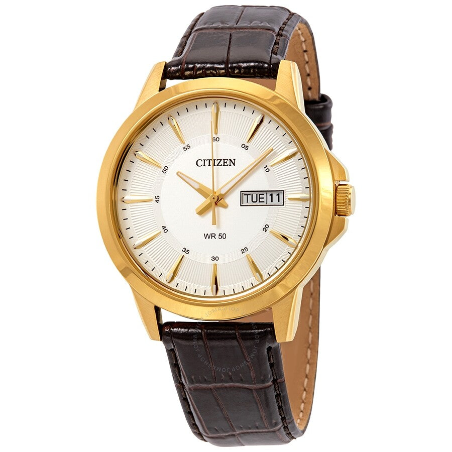 Citizen Quartz Silver Dial Brown Leather Men's Watch BF2018-01A - The Watches Men & Co