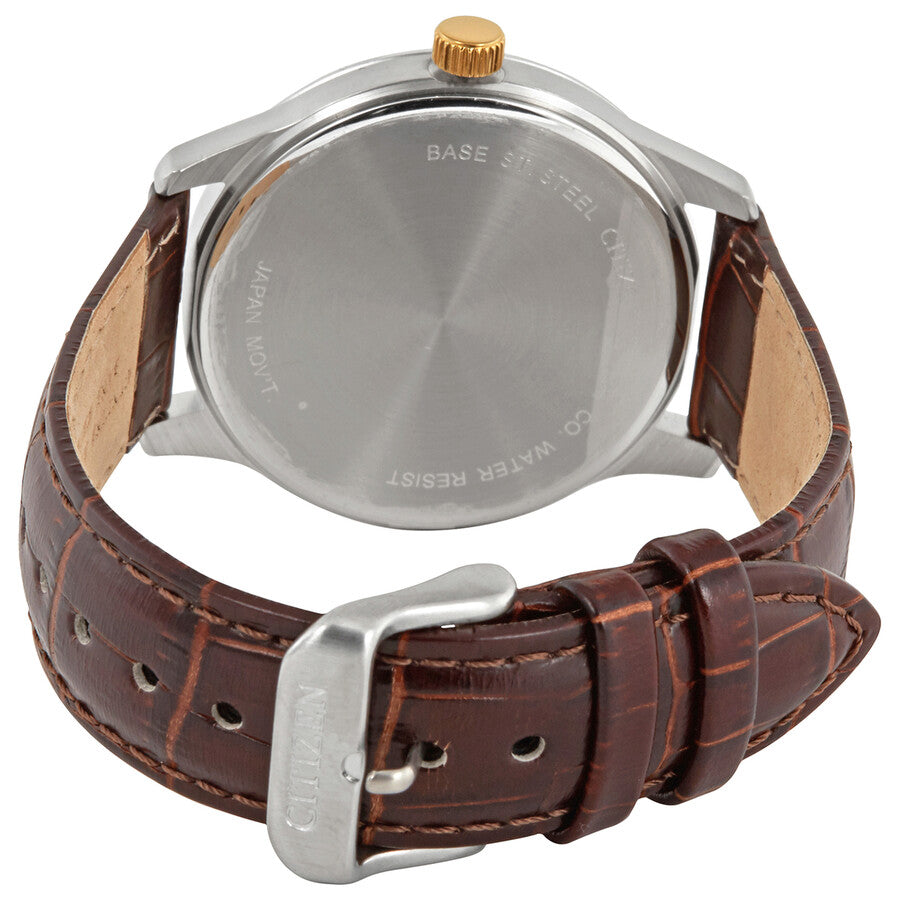Citizen Quartz Silver Dial Brown Leather Men's Watch BI1054-04A