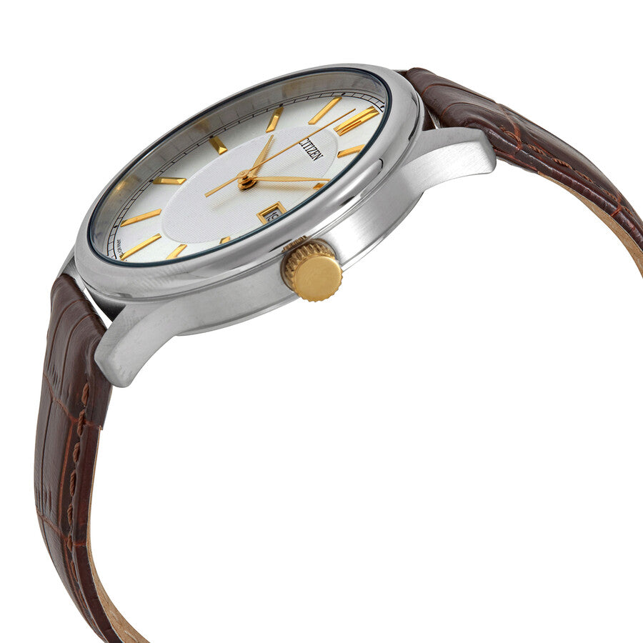 Citizen Quartz Silver Dial Brown Leather Men's Watch BI1054-04A