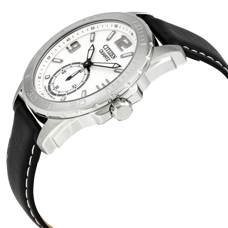 Citizen Quartz White Dial Black Leather Men's Watch AO3010-05A