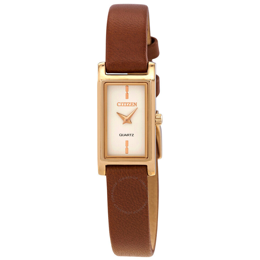 Citizen Quartz White Dial Brown Leather Ladies Watch EZ6368-15A - The Watches Men & Co