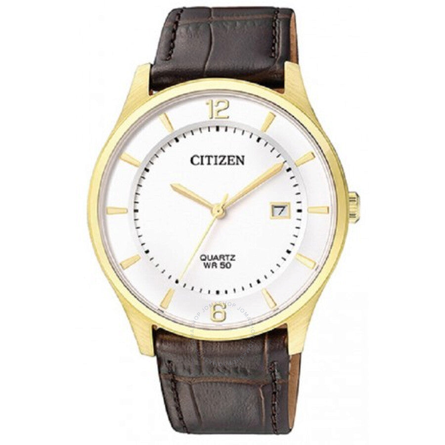 Citizen Quartz White Dial Brown Leather Men's Watch BD0043-08B - The Watches Men & Co