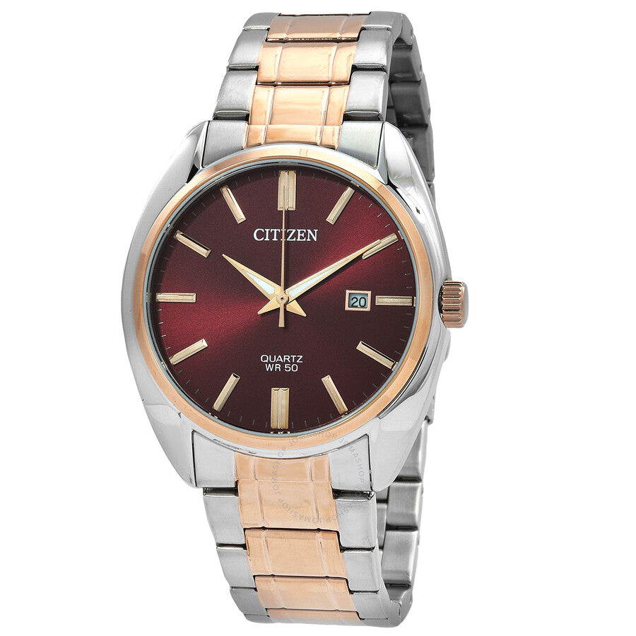 Citizen Quartz Wine Red Dial Two-Tone Men's Watch BI5104-57X - The Watches Men & Co