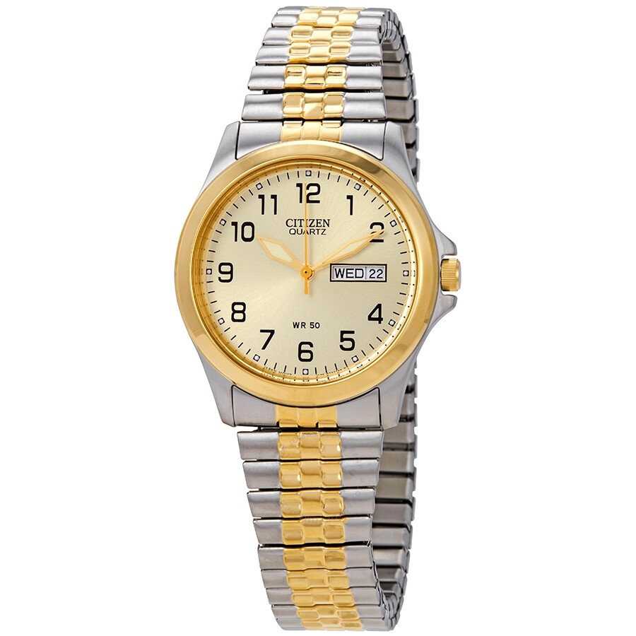 Citizen Quatz Gold Dial Expansion Band Unisex Watch BF0574-92P - The Watches Men & Co