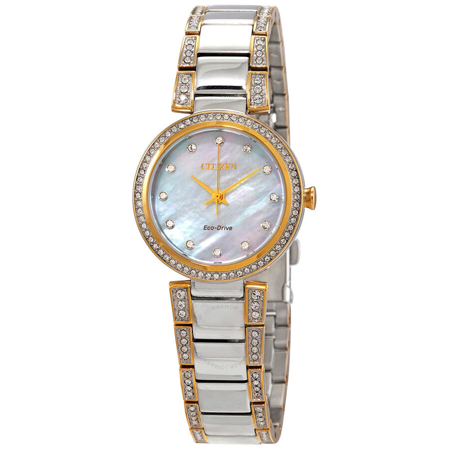 Citizen Silhouette Crystal Mother of Pearl Dial Ladies Watch EM0844-58D - The Watches Men & Co