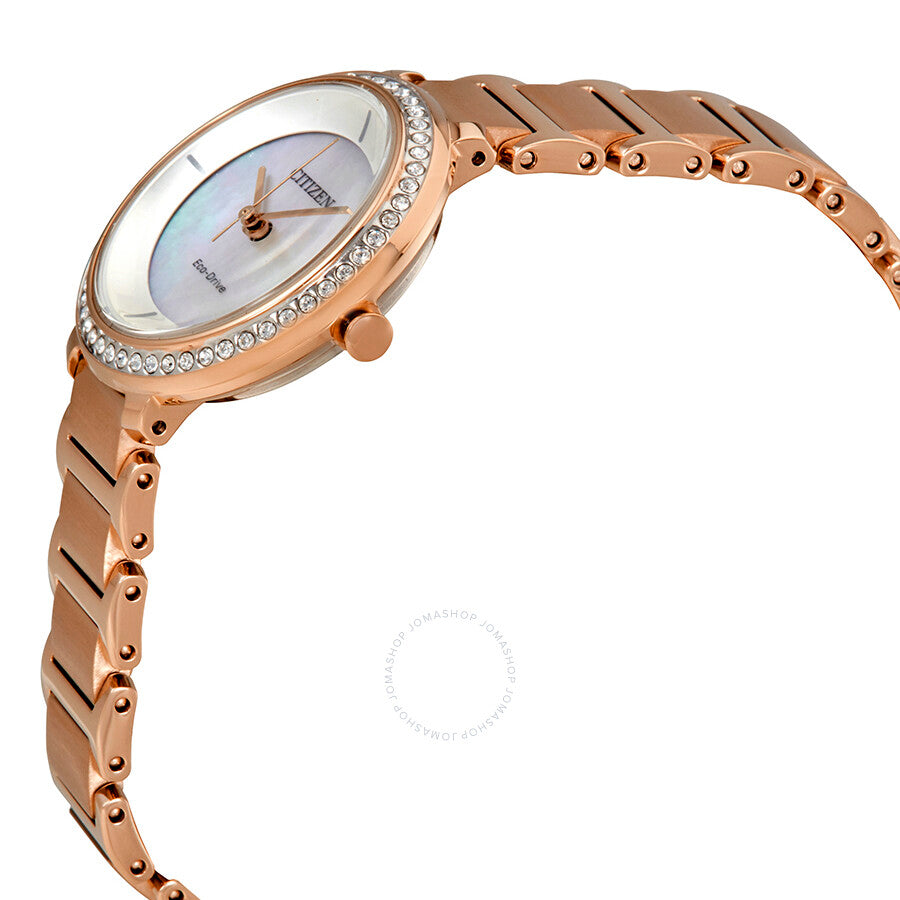 Citizen Silhouette Crystal White Mother Of Pearl Dial Ladies Watch EM0483-54D