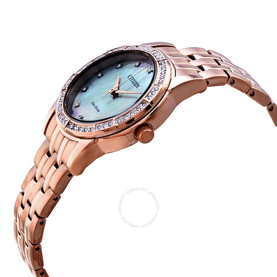 Reloj para mujer con esfera de madreperla blanca de cristal Citizen Silhouette EM0773-54D