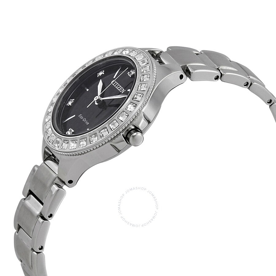 Citizen Silhouette Eco-Drive Black Crystal Dial Ladies Watch FE1190-53E