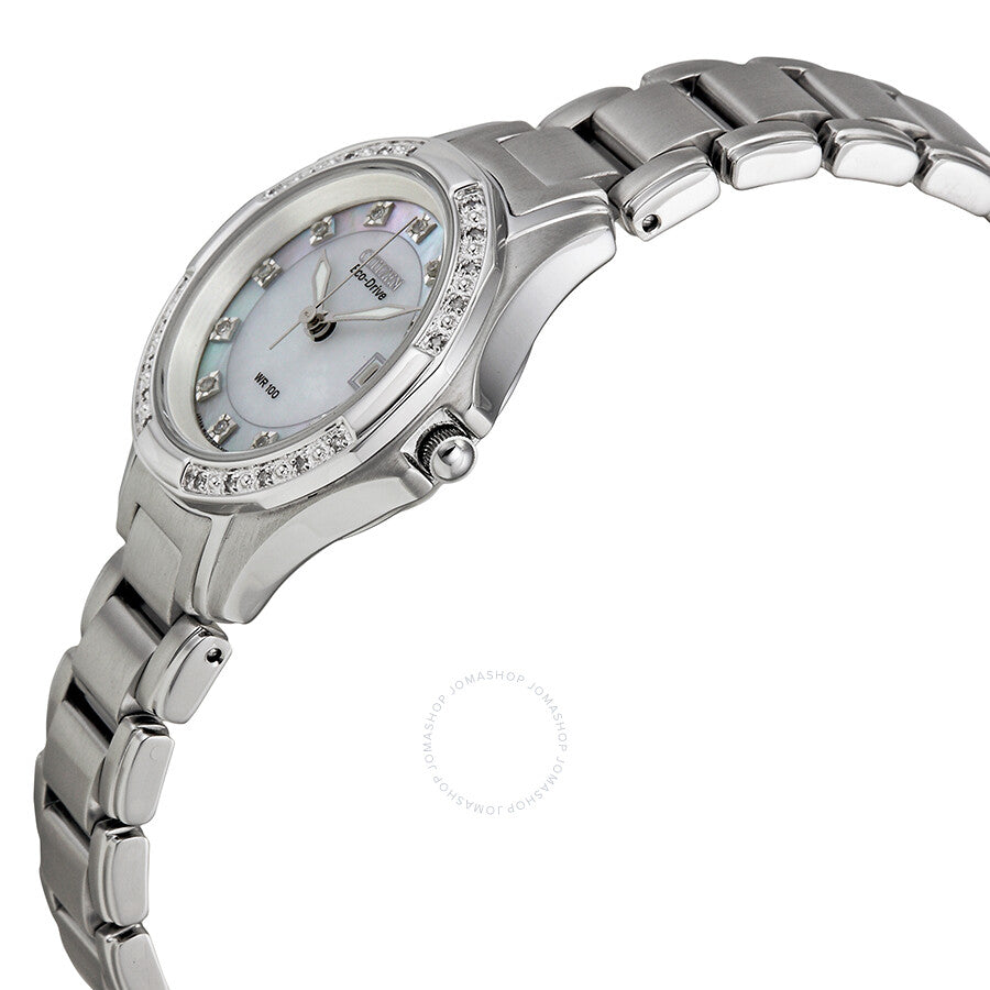 Citizen Silhouette Eco-Drive Diamond Mother of Pearl Dial Stainless Steel Ladies Watch EW2130-51D