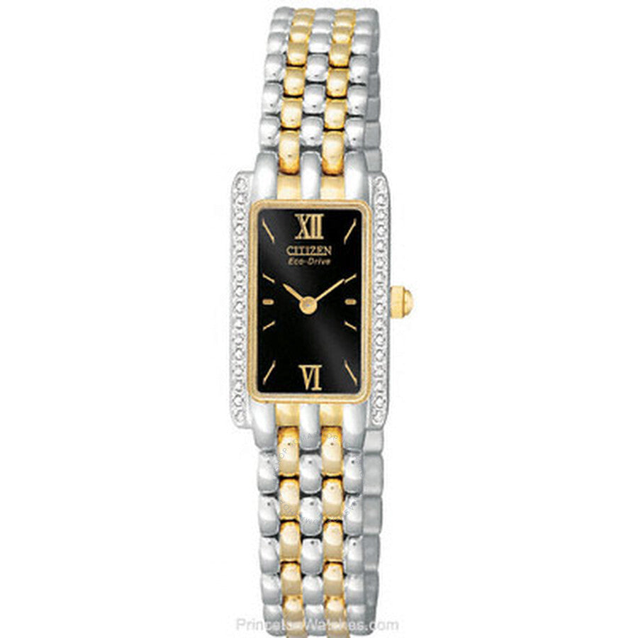 Citizen Silhouette Ladies Eco Drive Swarovski Crystal Accented Two-tone Watch EG2664-50E - The Watches Men & Co
